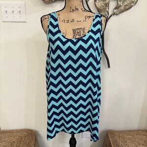 PNK Republic Chevron Sleeveless Top XXL Blue Aqua